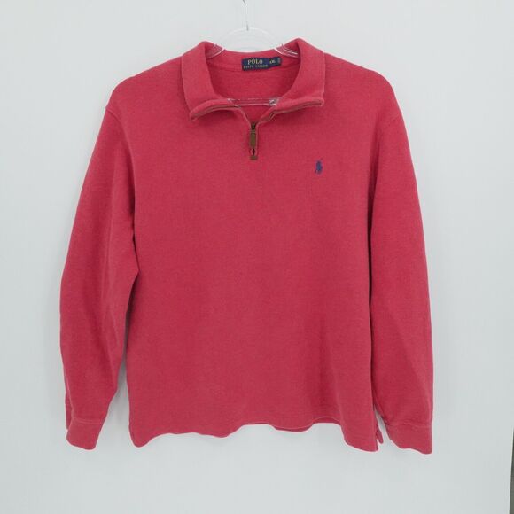 Polo Ralph Lauren Sweater Mens XXL Red 1/4 Zip Mock Neck Preppy Golf Dad - Picture 1 of 13